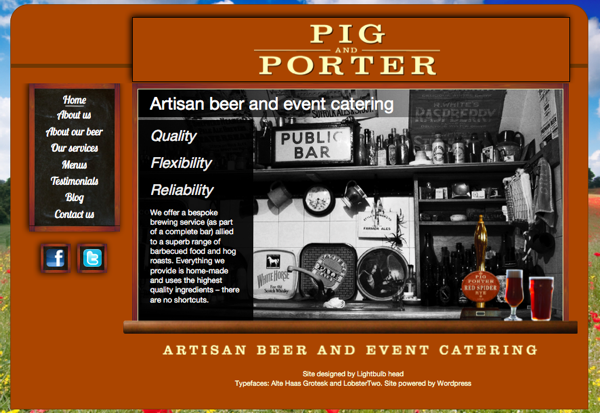 Pig and Porter website screenshot